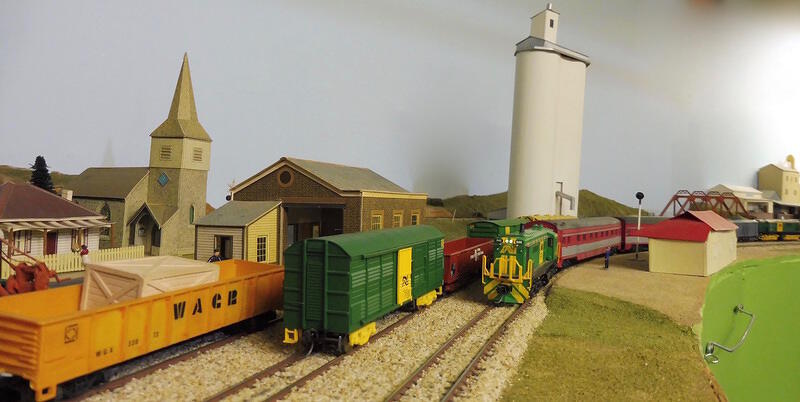 The local passenger arrives at Wooldowie while Myrtle springs goods shunts 